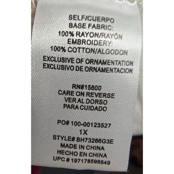 Democracy Womens Cardigan Open Jacket Boho Embroidered Crochet Trim 1X - Picture 10 of 11